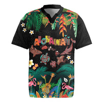 Hawaiian Alohawaii Rugby Jersey Tribal Sea Animals Tattoo and Tropical Plants - Polynesian Pride