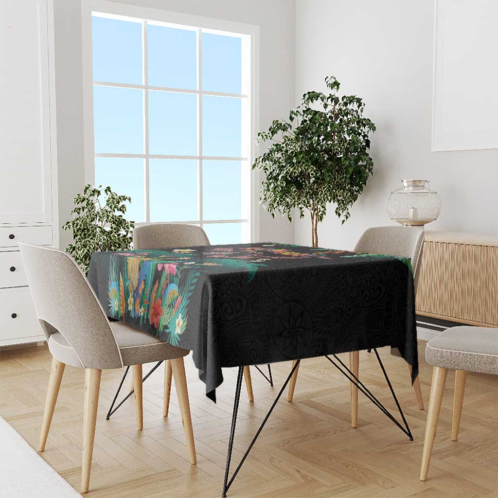 Hawaiian Alohawaii Tablecloth Tribal Sea Animals Tattoo and Tropical Plants - Polynesian Pride