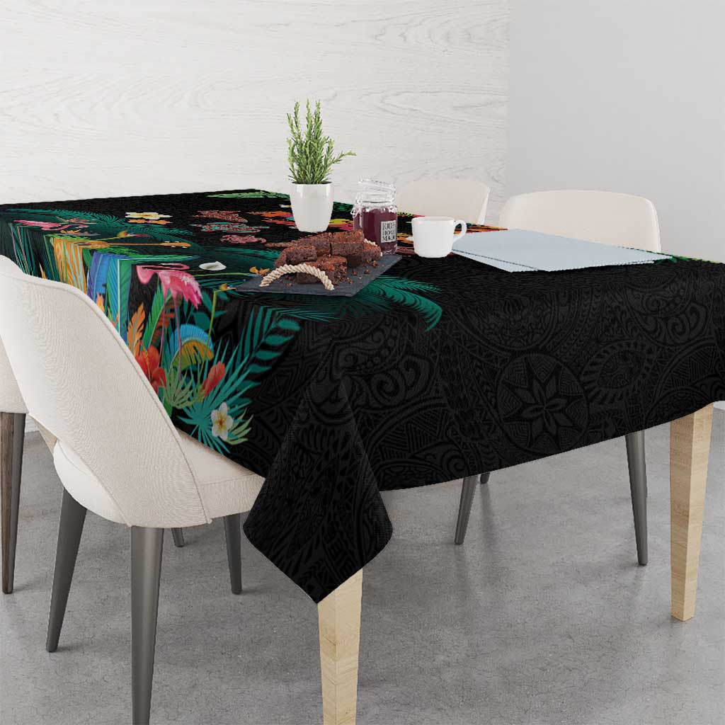 Hawaiian Alohawaii Tablecloth Tribal Sea Animals Tattoo and Tropical Plants - Polynesian Pride