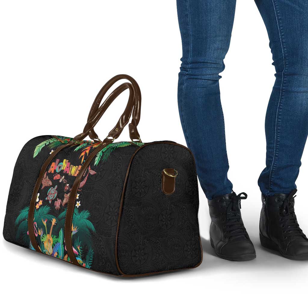 Hawaiian Alohawaii Travel Bag Tribal Sea Animals Tattoo and Tropical Plants - Polynesian Pride