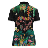 Hawaiian Alohawaii Women Polo Shirt Tribal Sea Animals Tattoo and Tropical Plants LT03 - Polynesian Pride