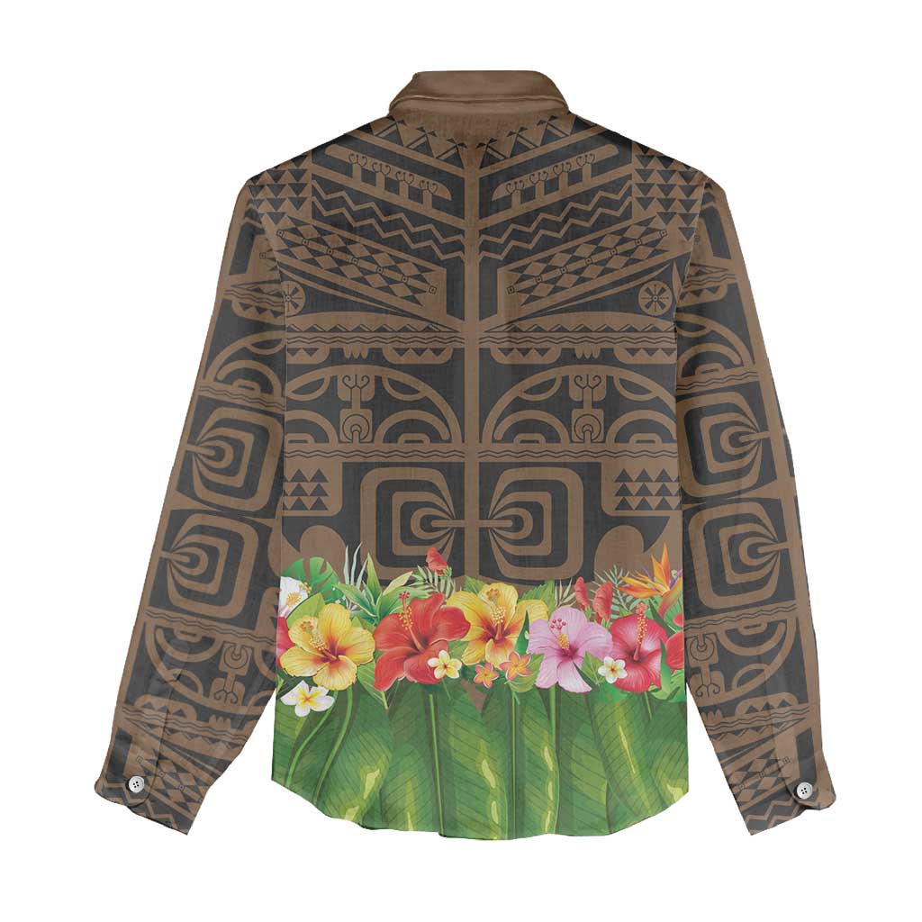 Hawaiian Hula Costume Women Casual Shirt Tribal Tattoo and Tropical Plants Skirt LT03 - Polynesian Pride