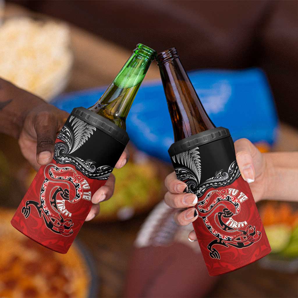 Aotearoa Toitu Te Tiriti 4 in 1 Can Cooler Tumbler Taniwha Tribal Motifs