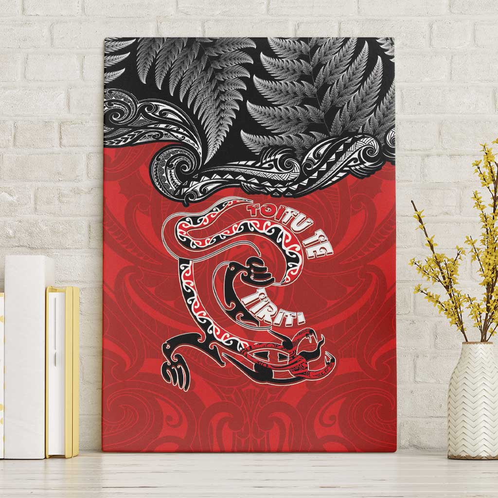 Aotearoa Toitu Te Tiriti Canvas Wall Art Taniwha Tribal Motifs