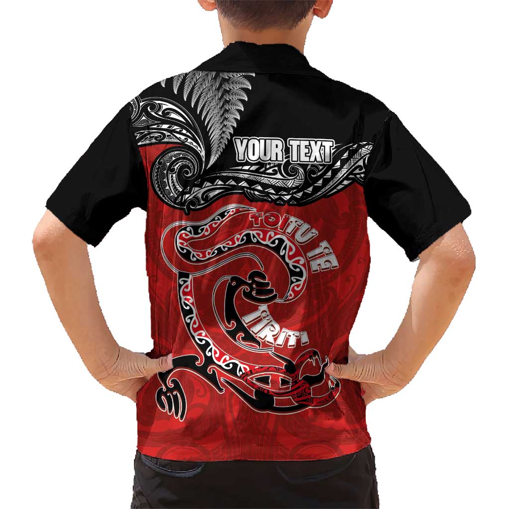 Personalised Aotearoa Toitu Te Tiriti Family Matching Puletasi and Hawaiian Shirt Taniwha Tribal Motifs LT03 - Polynesian Pride