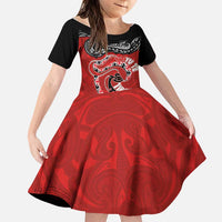 Personalised Aotearoa Toitu Te Tiriti Family Matching Summer Maxi Dress and Hawaiian Shirt Taniwha Tribal Motifs LT03 Daughter's Dress Multicolor - Polynesian Pride
