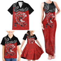 Personalised Aotearoa Toitu Te Tiriti Family Matching Tank Maxi Dress and Hawaiian Shirt Taniwha Tribal Motifs LT03 - Polynesian Pride