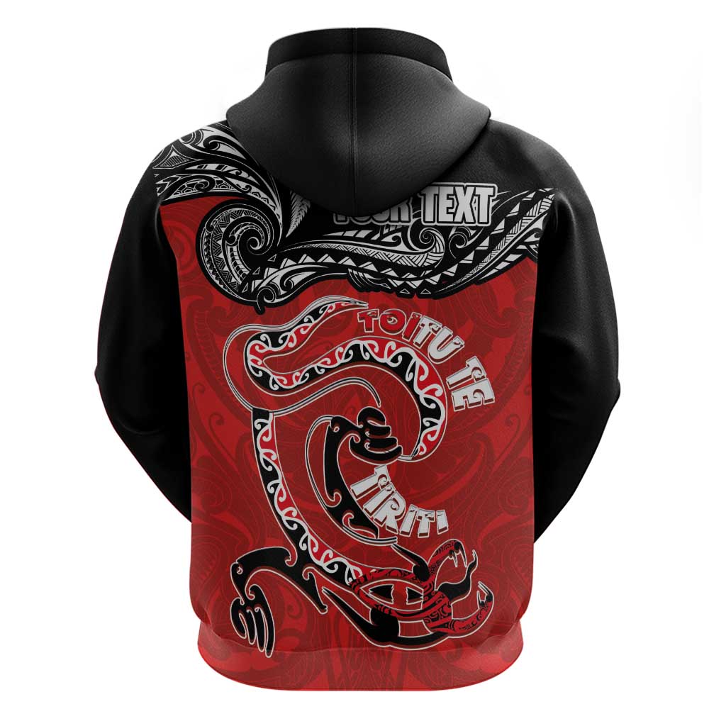 Personalised Aotearoa Toitu Te Tiriti Hoodie Taniwha Tribal Motifs