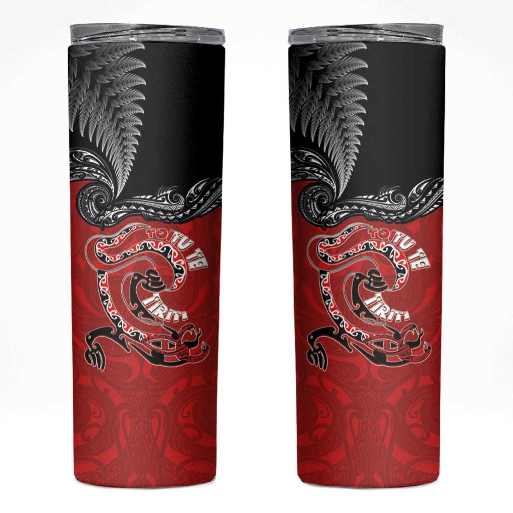 Aotearoa Toitu Te Tiriti Skinny Tumbler Taniwha Tribal Motifs LT03 Multicolor - Polynesian Pride