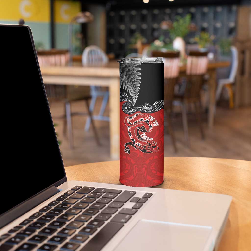 Aotearoa Toitu Te Tiriti Skinny Tumbler Taniwha Tribal Motifs LT03 - Polynesian Pride