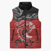 Personalised Aotearoa Toitu Te Tiriti Sleeveless Puffer Jacket Taniwha Tribal Motifs LT03 Unisex Multicolor - Polynesian Pride