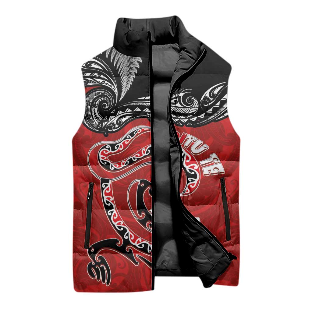 Personalised Aotearoa Toitu Te Tiriti Sleeveless Puffer Jacket Taniwha Tribal Motifs LT03 - Polynesian Pride