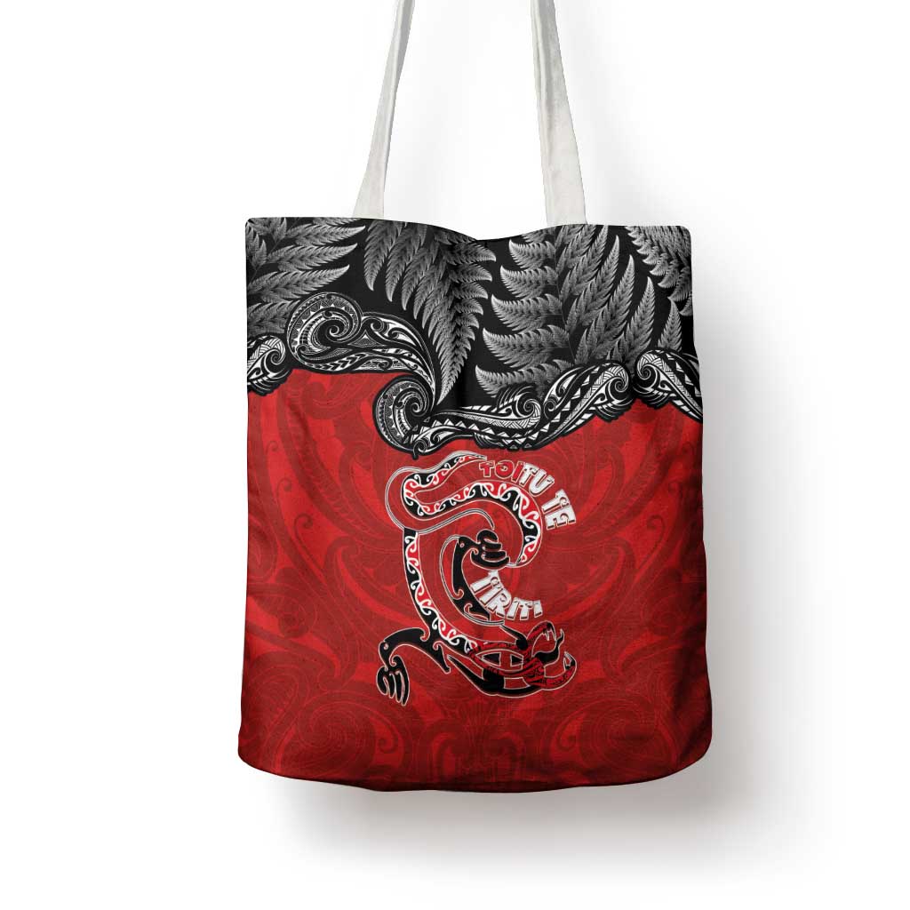 Aotearoa Toitu Te Tiriti Tote Bag Taniwha Tribal Motifs