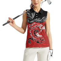 Personalised Aotearoa Toitu Te Tiriti Women Sleeveless Polo Shirt Taniwha Tribal Motifs LT03 - Polynesian Pride