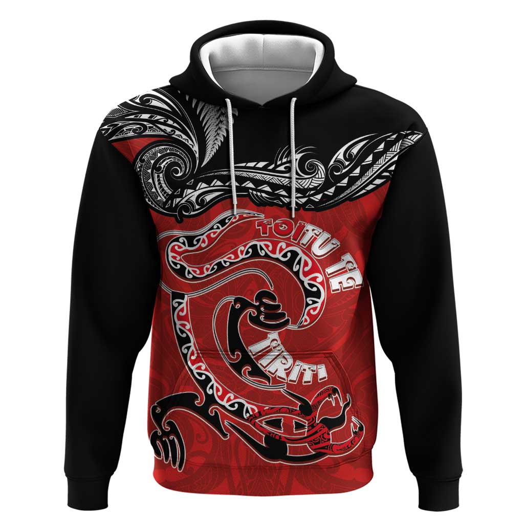 Personalised Aotearoa Toitu Te Tiriti Zip Hoodie Taniwha Tribal Motifs