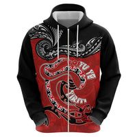 Personalised Aotearoa Toitu Te Tiriti Zip Hoodie Taniwha Tribal Motifs