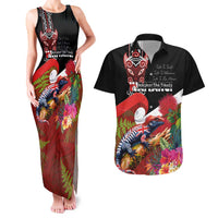 Aotearoa Toitu Te Tiriti Couples Matching Tank Maxi Dress and Hawaiian Shirt Waitangi-Honour The Treaty NZ Tuatara and Plants LT03 Multicolor - Polynesian Pride
