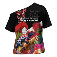Aotearoa Toitu Te Tiriti Cross Shoulder Shirt Waitangi-Honour The Treaty NZ Tuatara and Plants