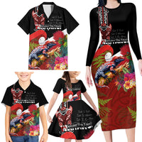 Aotearoa Toitu Te Tiriti Family Matching Long Sleeve Bodycon Dress and Hawaiian Shirt Waitangi-Honour The Treaty NZ Tuatara and Plants LT03 - Polynesian Pride