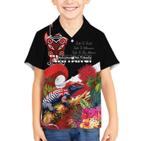 Aotearoa Toitu Te Tiriti Family Matching Off Shoulder Short Dress and Hawaiian Shirt Waitangi-Honour The Treaty NZ Tuatara and Plants LT03 Son's Shirt Multicolor - Polynesian Pride