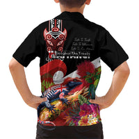 Aotearoa Toitu Te Tiriti Kid Hawaiian Shirt Waitangi-Honour The Treaty NZ Tuatara and Plants LT03 - Polynesian Pride