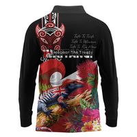 Aotearoa Toitu Te Tiriti Long Sleeve Polo Shirt Waitangi-Honour The Treaty NZ Tuatara and Plants LT03 - Polynesian Pride