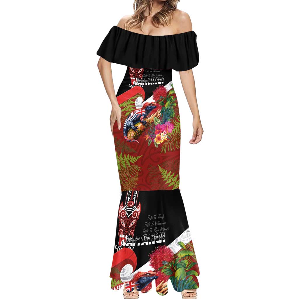 Aotearoa Toitu Te Tiriti Mermaid Dress Waitangi-Honour The Treaty NZ Tuatara and Plants LT03 - Polynesian Pride