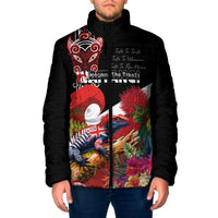 Aotearoa Toitu Te Tiriti Padded Jacket Waitangi-Honour The Treaty NZ Tuatara and Plants