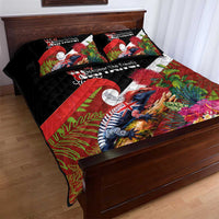 Aotearoa Toitu Te Tiriti Quilt Bed Set Waitangi-Honour The Treaty NZ Tuatara and Plants
