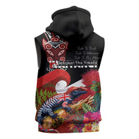 Aotearoa Toitu Te Tiriti Sleeveless Zip Hoodie Waitangi-Honour The Treaty NZ Tuatara and Plants LT03 - Polynesian Pride