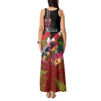 Aotearoa Toitu Te Tiriti Tank Maxi Dress Waitangi-Honour The Treaty NZ Tuatara and Plants LT03 - Polynesian Pride