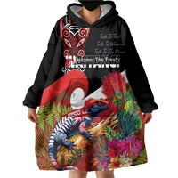 Aotearoa Toitu Te Tiriti Wearable Blanket Hoodie Waitangi-Honour The Treaty NZ Tuatara and Plants LT03 - Polynesian Pride