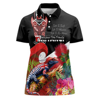Aotearoa Toitu Te Tiriti Women Polo Shirt Waitangi-Honour The Treaty NZ Tuatara and Plants LT03 Female Multicolor - Polynesian Pride