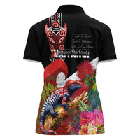 Aotearoa Toitu Te Tiriti Women Polo Shirt Waitangi-Honour The Treaty NZ Tuatara and Plants LT03 - Polynesian Pride
