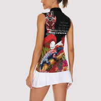Aotearoa Toitu Te Tiriti Women Sleeveless Polo Shirt Waitangi-Honour The Treaty NZ Tuatara and Plants LT03 - Polynesian Pride