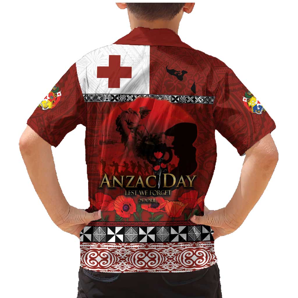Tonga ANZAC Day Family Matching Mermaid Dress and Hawaiian Shirt Gallipoli Lest We Forget Ngatu Art Tribal LT03 - Polynesian Pride