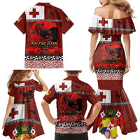 Tonga ANZAC Day Family Matching Mermaid Dress and Hawaiian Shirt Gallipoli Lest We Forget Ngatu Art Tribal LT03 - Polynesian Pride