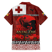 Tonga ANZAC Day Family Matching Off Shoulder Short Dress and Hawaiian Shirt Gallipoli Lest We Forget Ngatu Art Tribal LT03 - Polynesian Pride