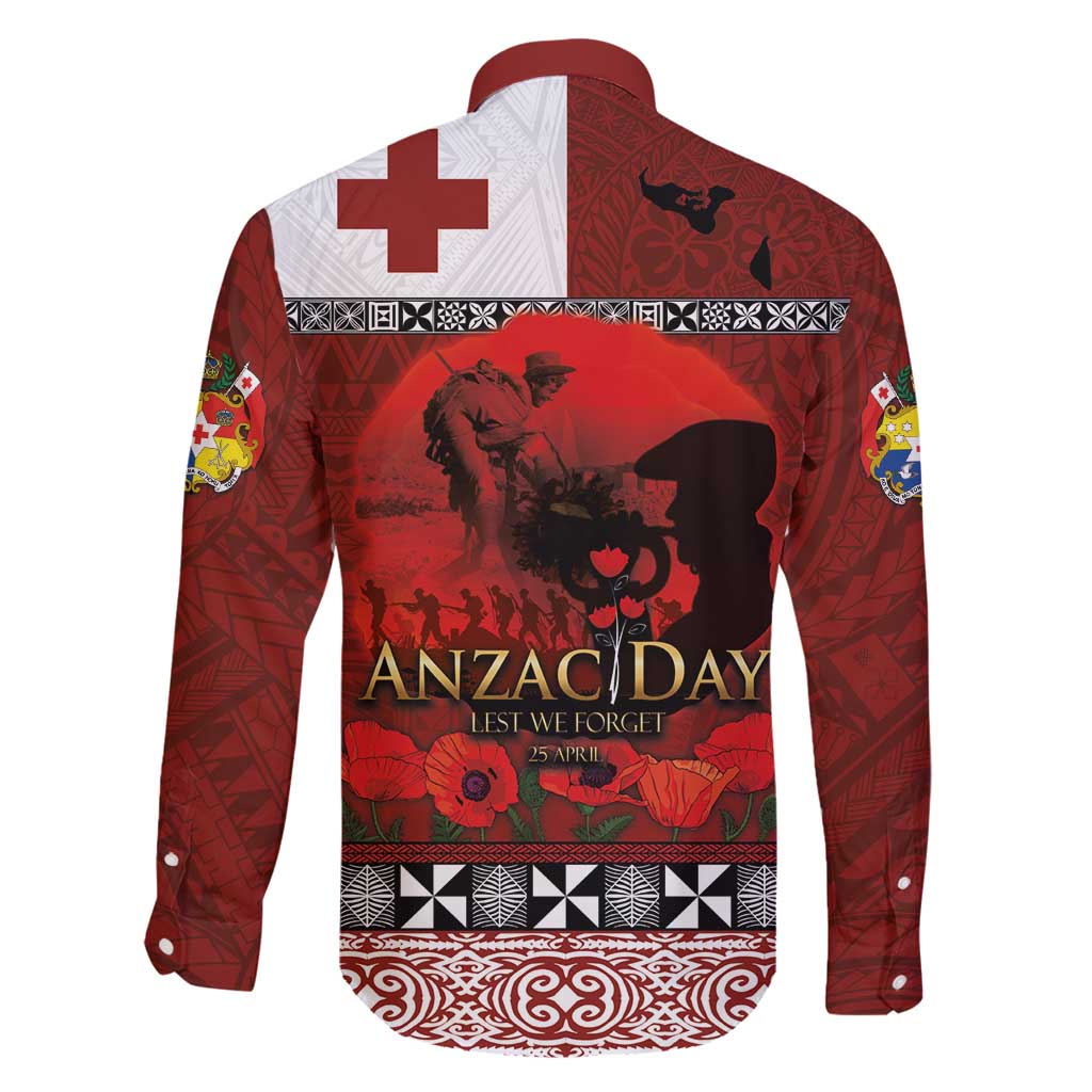 Tonga ANZAC Day Family Matching Off Shoulder Short Dress and Hawaiian Shirt Gallipoli Lest We Forget Ngatu Art Tribal LT03 - Polynesian Pride