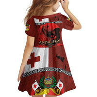 Tonga ANZAC Day Family Matching Short Sleeve Bodycon Dress and Hawaiian Shirt Gallipoli Lest We Forget Ngatu Art Tribal LT03 - Polynesian Pride