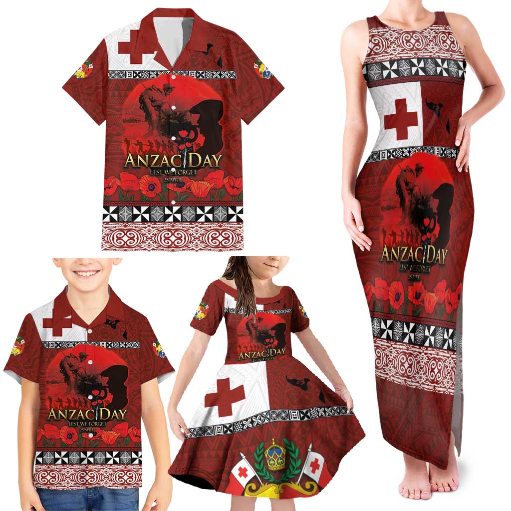 Tonga ANZAC Day Family Matching Tank Maxi Dress and Hawaiian Shirt Gallipoli Lest We Forget Ngatu Art Tribal LT03 - Polynesian Pride