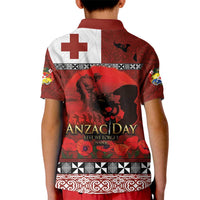 Tonga ANZAC Day Kid Polo Shirt Gallipoli Lest We Forget Ngatu Art Tribal