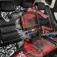 Tonga and New Zealand ANZAC Day Back Car Seat Cover Gallipoli Lest We Forget Ngatu Art Tribal and Maori Tattoo with Fern LT03 - Polynesian Pride
