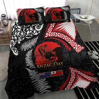Tonga and New Zealand ANZAC Day Bedding Set Gallipoli Lest We Forget Ngatu Art Tribal and Maori Tattoo with Fern LT03 - Polynesian Pride