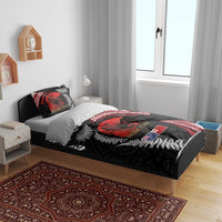 Tonga and New Zealand ANZAC Day Bedding Set Gallipoli Lest We Forget Ngatu Art Tribal and Maori Tattoo with Fern LT03 - Polynesian Pride