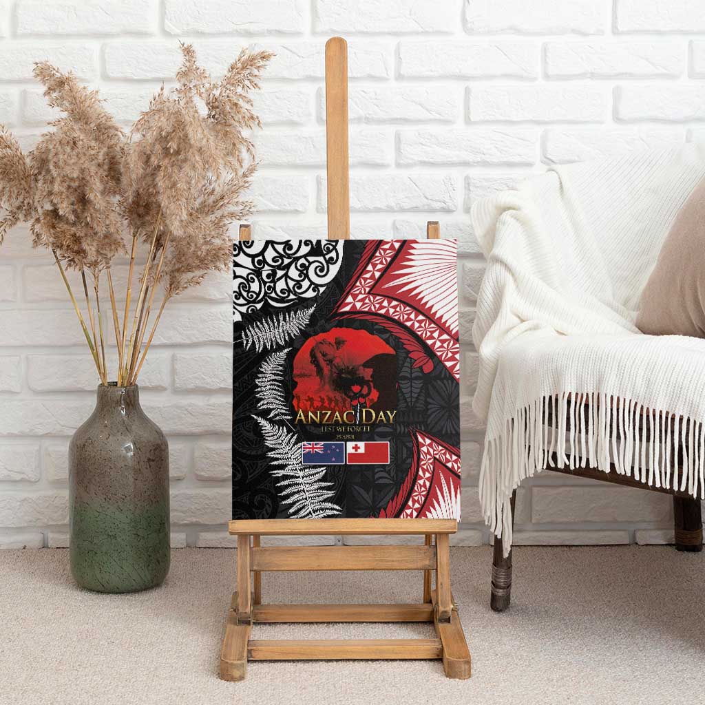 Tonga and New Zealand ANZAC Day Canvas Wall Art Gallipoli Lest We Forget Ngatu Art Tribal and Maori Tattoo with Fern LT03 - Polynesian Pride