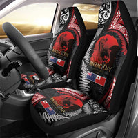 Tonga and New Zealand ANZAC Day Car Seat Cover Gallipoli Lest We Forget Ngatu Art Tribal and Maori Tattoo with Fern LT03 - Polynesian Pride