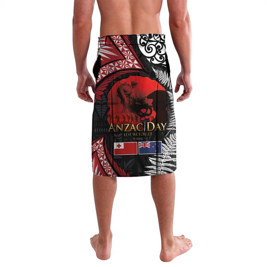 Tonga and New Zealand ANZAC Day Lavalava Gallipoli Lest We Forget Ngatu Art Tribal and Maori Tattoo with Fern LT03 - Polynesian Pride