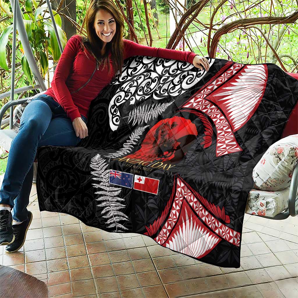 Tonga and New Zealand ANZAC Day Quilt Gallipoli Lest We Forget Ngatu Art Tribal and Maori Tattoo with Fern LT03 - Polynesian Pride