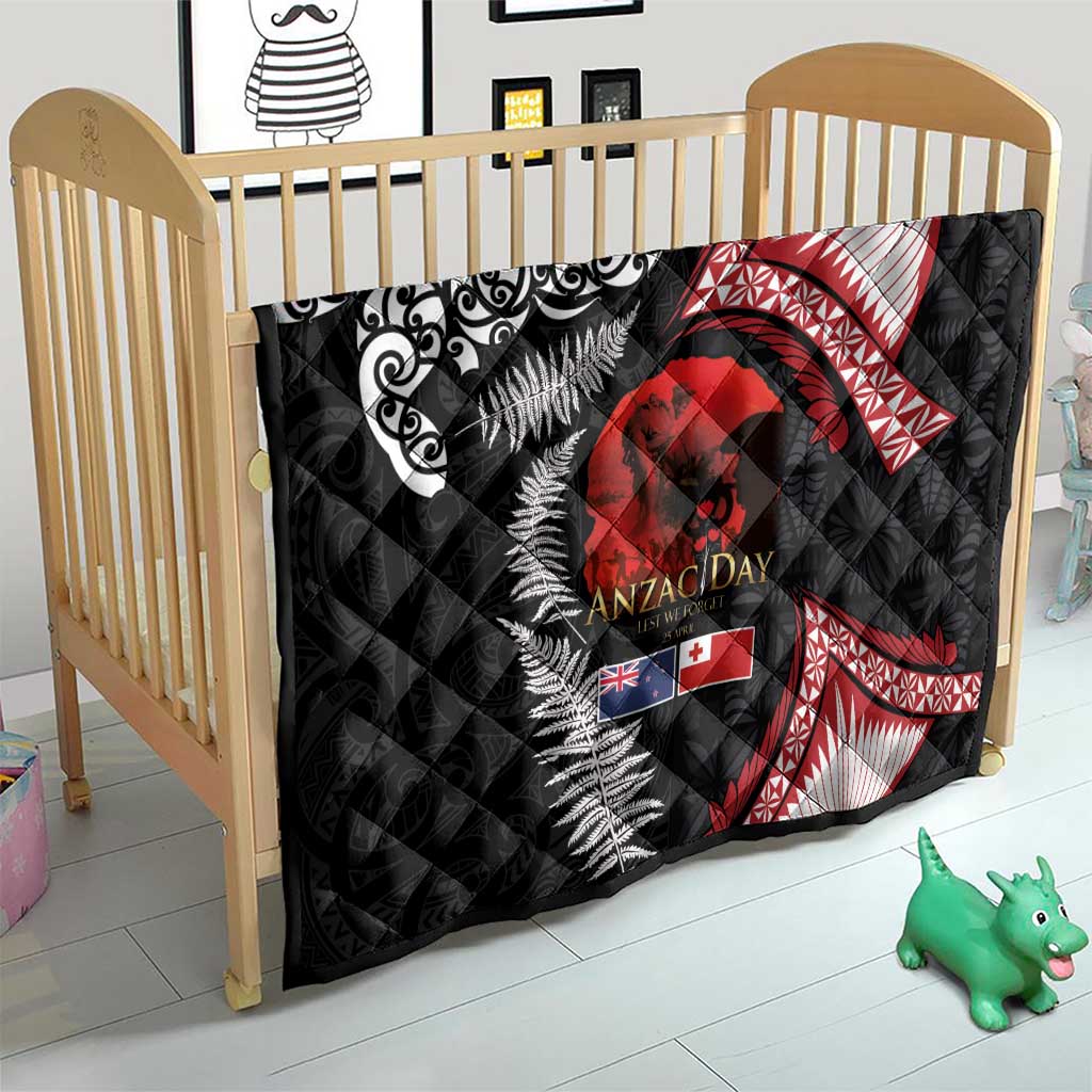 Tonga and New Zealand ANZAC Day Quilt Gallipoli Lest We Forget Ngatu Art Tribal and Maori Tattoo with Fern LT03 - Polynesian Pride